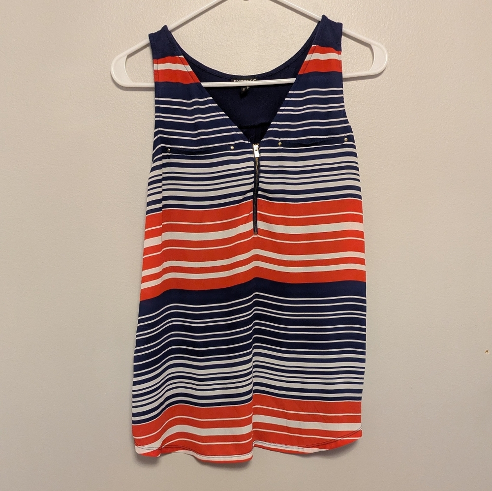 Express Red White And Blue Striped Tank Top